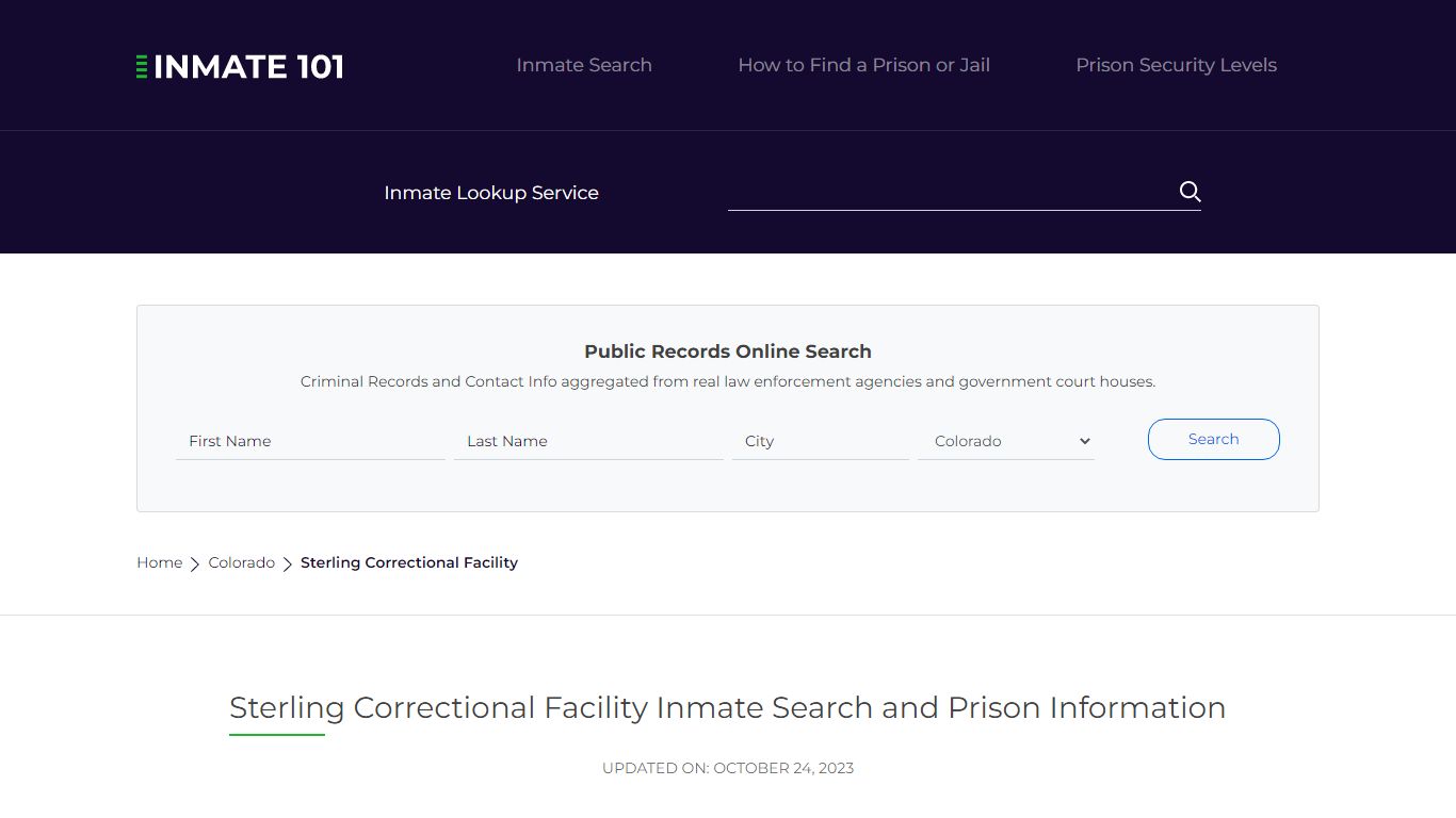 Sterling Correctional Facility Inmate Search, Visitation, Phone no ...